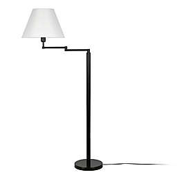 Swing Arm Bronze Floor Lamp with Empire Shade in Black