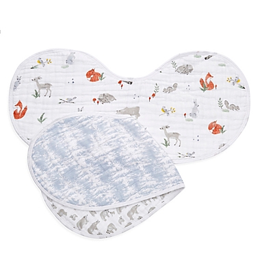 aden + anais&reg; 2-Pack Naturally Burpy Bibs in Grey. View a larger version of this product image.