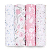 aden + anais&trade; Classic 4-Pack Mon Fleur Swaddle Blankets in Pink/White