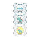 Alternate image 0 for MAM Clear 0-6M 3-Pack Pacifiers in Blue
