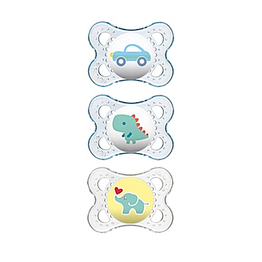 MAM Clear 0-6M 3-Pack Pacifiers in Blue. View a larger version of this product image.