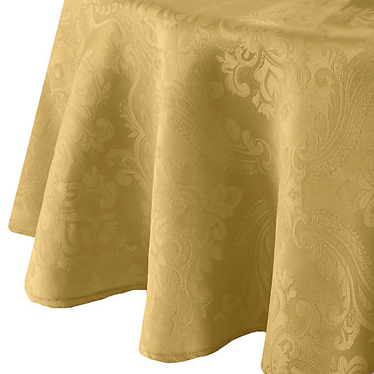 Alternate image 1 for Caiden Elegance Damask 70-Inch Round Tablecloth in Gold