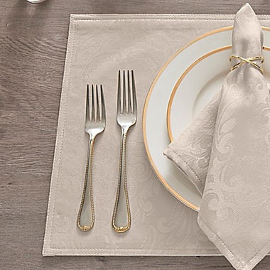 Caiden Elegance Damask Napkins in Taupe (Set of 4). View a larger version of this product image.