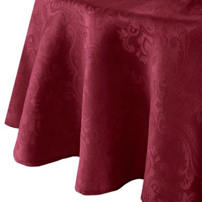 Caiden Elegance Damask Tablecloth - 90" Round - Cranberry - Elrene Home Fashions