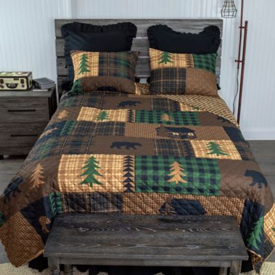 Donna Sharp Brown Bear Cabin 3-Piece Reversible King Quilt Set in Brown