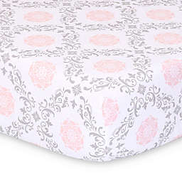 The Peanutshell™ Brianna Fitted Crib Sheet in White/Pink
