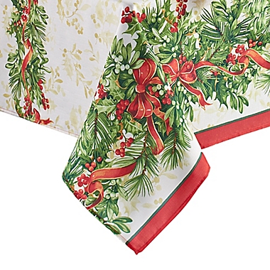 Elrene Home Fashions Holly Traditions Holiday 60-Inch x 102-Inch Oblong Tablecloth. View a larger version of this product image.