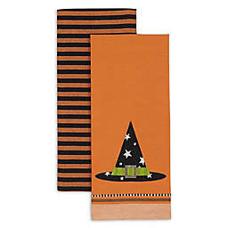DII® Witch Hat Kitchen Towels in Orange/Black (Set of 2)