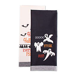 DII® "Everybatty Party" Kitchen Towels in Black/White/Orange (Set of 2)