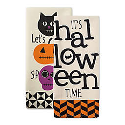 "All Hallows Eve" Kitchen Towels in Cream (Set of 2)