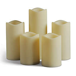 Everlasting Glow Battery-Operated Flameless LED Resin Candles in Bisque (Set of 5)