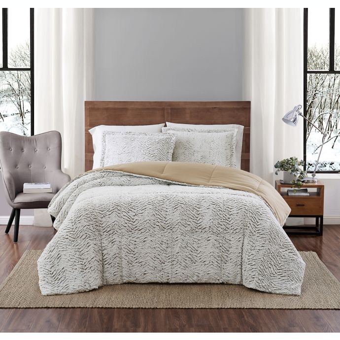 Carved Faux Fur 3 Piece Comforter Set Bed Bath And Beyond Canada