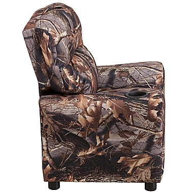 Flash Furniture Vinyl Kids Recliner with Cup Holder in Camouflage. View a larger version of this product image.