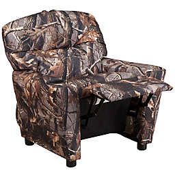Flash Furniture Vinyl Kids Recliner with Cup Holder in Camouflage