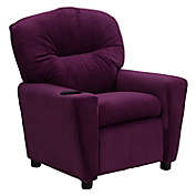 Flash Furniture Microfiber Kids Recliner with Cup Holder in Purple