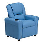 Alternate image 0 for Flash Furniture Vinyl Recliner with Headrest and Cup Holder in Light Blue