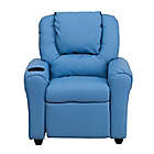 Alternate image 4 for Flash Furniture Vinyl Recliner with Headrest and Cup Holder in Light Blue