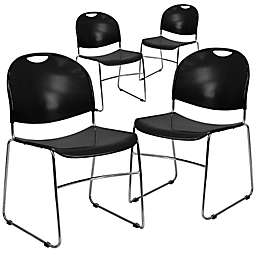 Flash Furniture Stacking Chairs in Black (Set of 4)