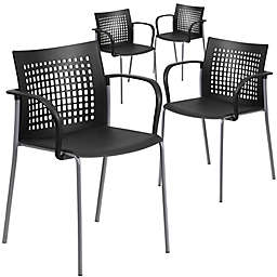 Flash Furniture Stack Chairs in Black (Set of 4)