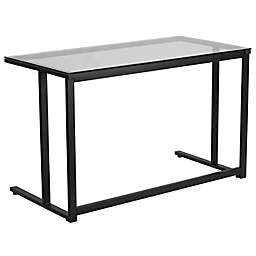 Flash Furniture Glass Desk with Black Pedestal Frame