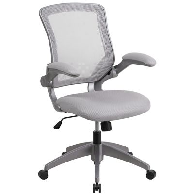 Modway Veer Office Chair with Mesh Back and Tan Vinyl Seat With Flip-Up Arms 