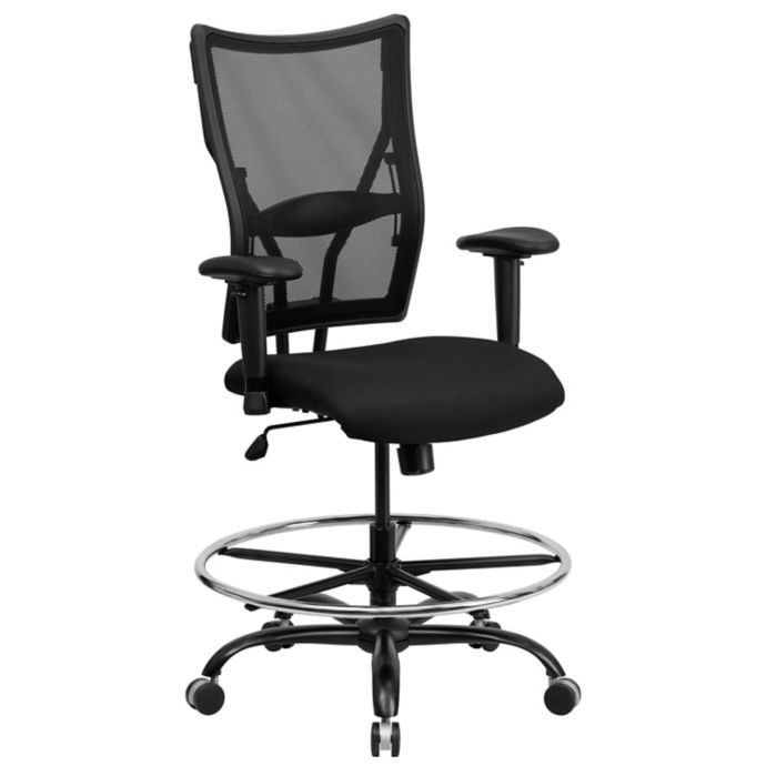 Flash Furniture Hercules Series Big & Tall Mesh Drafting Chair in Black