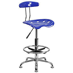 Flash Furniture Drafting Stool with Tractor Seat in Cobalt