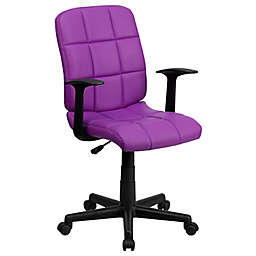 Flash Furniture Vinyl Quilted Swivel Task Chair in Purple