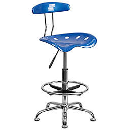 Flash Furniture Drafting Stool with Tractor Seat in Blue