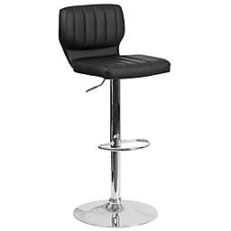 Flash Furniture Contemporary Vinyl Bar Stool in Black with Chrome Base