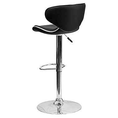 Flash Furniture Cozy Mid-Back Vinyl Adjustable Bar Stool in Black. View a larger version of this product image.