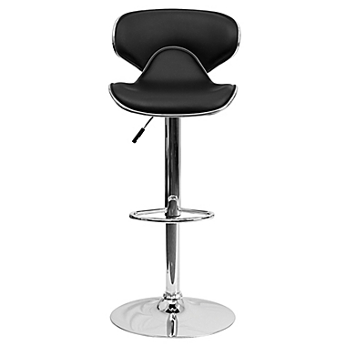 Flash Furniture Cozy Mid-Back Vinyl Adjustable Bar Stool in Black. View a larger version of this product image.