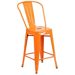 Flash Furniture 24-Inch Indoor/Outdoor Metal Stool in Orange