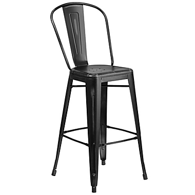 Flash Furniture Metal Distressed Back Bar Stool in Black. View a larger version of this product image.