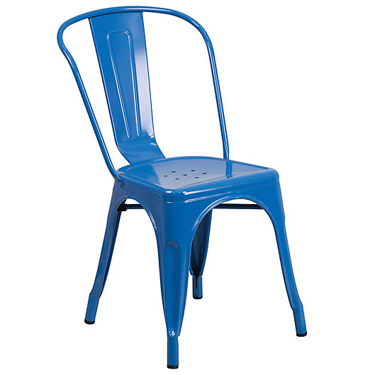Alternate image 1 for Flash Furniture Indoor/Outdoor Stackable Metal Chair in Blue