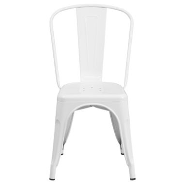 Flash Furniture Indoor/Outdoor Stackable Metal Chair in White. View a larger version of this product image.
