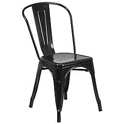 Flash Furniture Indoor/Outdoor Stackable Metal Chair in Black