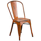 Alternate image 0 for Flash Furniture Distressed Metal Indoor/Outdoor Stackable Chair in Orange