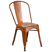 Flash Furniture Distressed Metal Indoor/Outdoor Stackable Chair