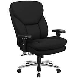 Flash Furniture Fabric Swivel Chair with Lumbar Support Knob in Black