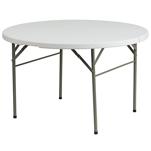 Bi Fold Round Plastic Folding Table, 48 Folding Table White