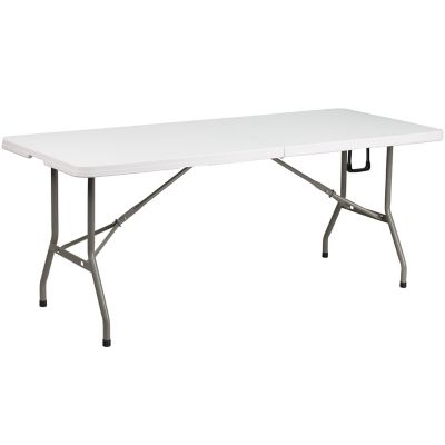 Flash Furniture Bi-Fold Plastic Folding Table in White
