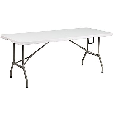 Flash Furniture Bi-Fold Plastic 6-Foot Folding Table in White. View a larger version of this product image.