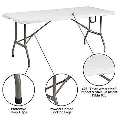 Flash Furniture Bi-Fold Plastic Folding Table in White. View a larger version of this product image.