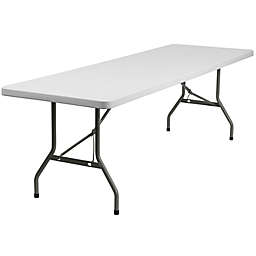 Flash Furniture Plastic Granite Rectangular Folding Table in White