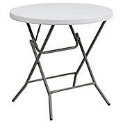 Flash Furniture 32-Inch Round Folding Table in Granite White
