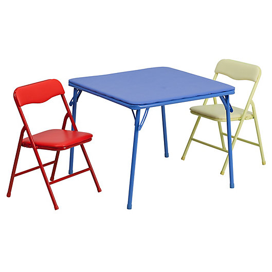 Alternate image 1 for Flash Furniture Kids Colorful 3-Piece Folding Table and Chair Set