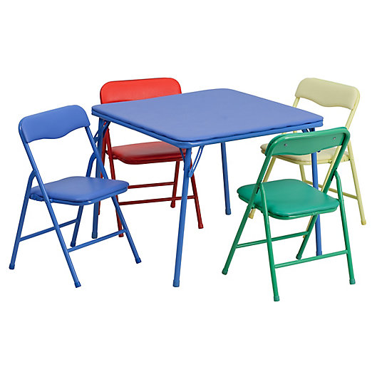 Flash Furniture Kids Colorful 5 Piece, Youth Folding Table And Chairs