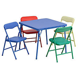Flash Furniture Kids Colorful 5-Piece Folding Table and Chair Set