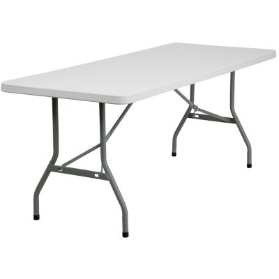 Flash Furniture 30''W x 60''L x 19''H Kid's Granite White Plastic Folding Table 